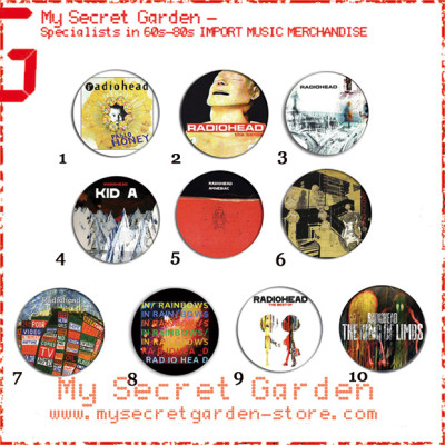 Radiohead - Pablo Honey, OK Computer , Kid A Album Pinback Button Badge Set ( or Hair Ties / 4.4 cm Badge / Magnet / Keychain Set )